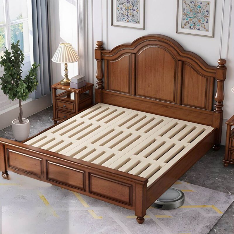 "Mid-Century Modern Standard Bed Solid Wood Panel Bed with Headboard - Lift Up Storage Bed & Mattress 71"W x 79"L"