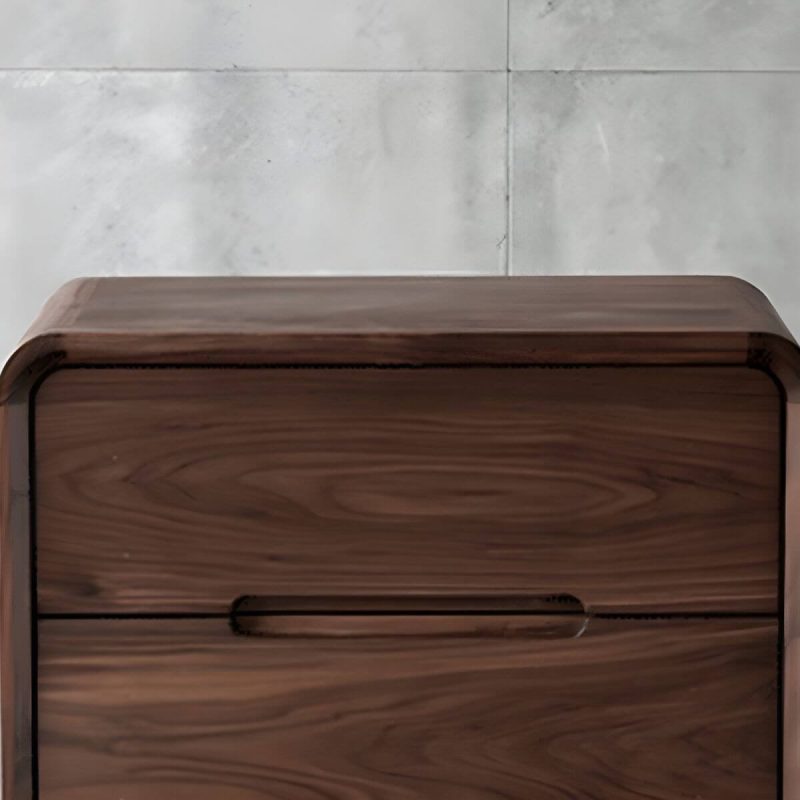 "Elegant Walnut Wood Traditional Nightstand with Drawer Storage in Brown - 2 Piece Set"