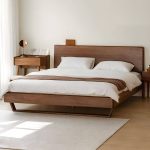 "Solid Wood Standard Bed Contemporary Brown Bed with Panel Headboard - Dark Walnut 71"W x 79"L Lights Included 16""