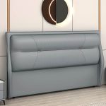 "Modern Upholstered Rectangular Pine Headboard with Wood Legs - Blue 71""