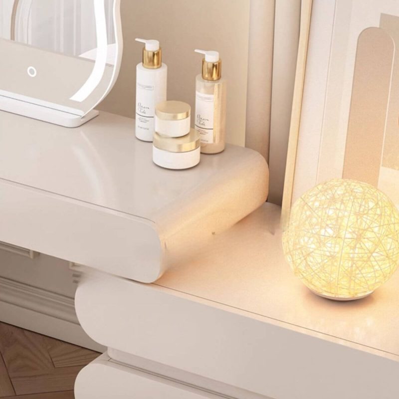 "Vanity Set with LED Lighting, Scalable Design, Push-Pull, and Adjustable Brightness Touch, 63"L x 16"W x 30"H, Makeup Vanity & Stool"