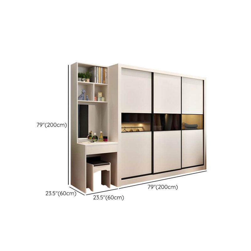 "Dimension of Contemporary Home Engineered Wood Wardrobe Freestanding Wardrobe Closet - Wardrobe & Dressing Table 79"L x 24"W x 79"H"