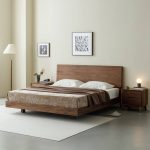 "Retro Walnut Wood Panel Bed with Panel Headboard Easy Assembly for Living Room, 71"W x 79"L"