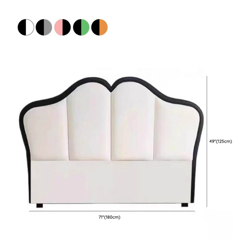 "Dimension of Modern Upholstered Wood Camelback Panel Headboard 49 Inches (Standard Height) - Black/ Orange 71""