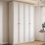 "White Casual Unfixed Wood Wardrobe Closet with Compartments, Soft Close Door, and Interior Shelves, 110"L x 24"W x 94"H"
