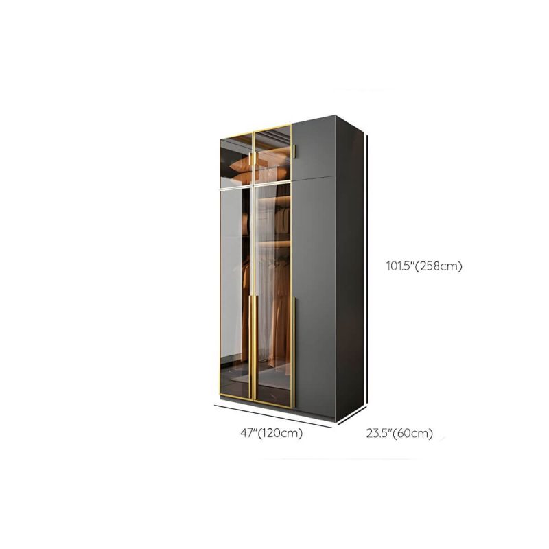"Dimension of Modern Glass Wardrobe Wardrobe Armoire Wardrobe Cabinet for Home - Armoire with Top Cabinet 47"L x 24"W x 83"H"