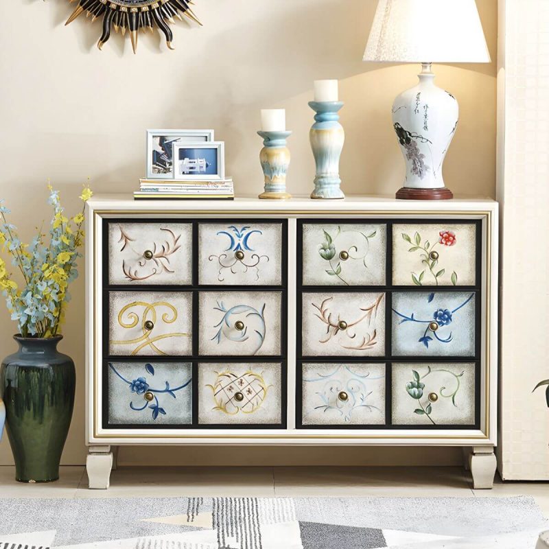 "American Retro Storage Chest Solid Wood Storage Chest Dresser for Bedroom - Light Heather Gray 24"L x 16.5"W x 47"H"
