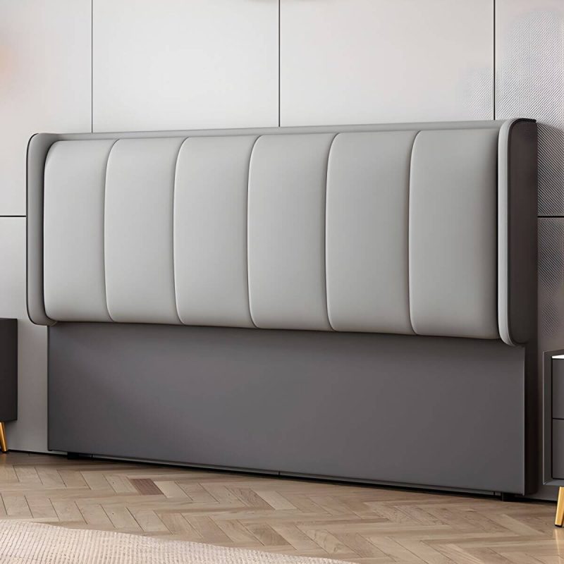 "Elegant Upholstered Headboard with Modern Style and Rectangular Shape - 59" Anti Cat Scratch Leather Dark Gray"