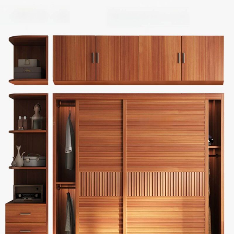 "Sepia Cabinet Armoire with Soft Close Drawer and Door, Timber Modish, Hanging Rod, Interior Shelves, Armoire & Side Cabinet & Top Cabinet, 102"L x 24"W x 102"H"