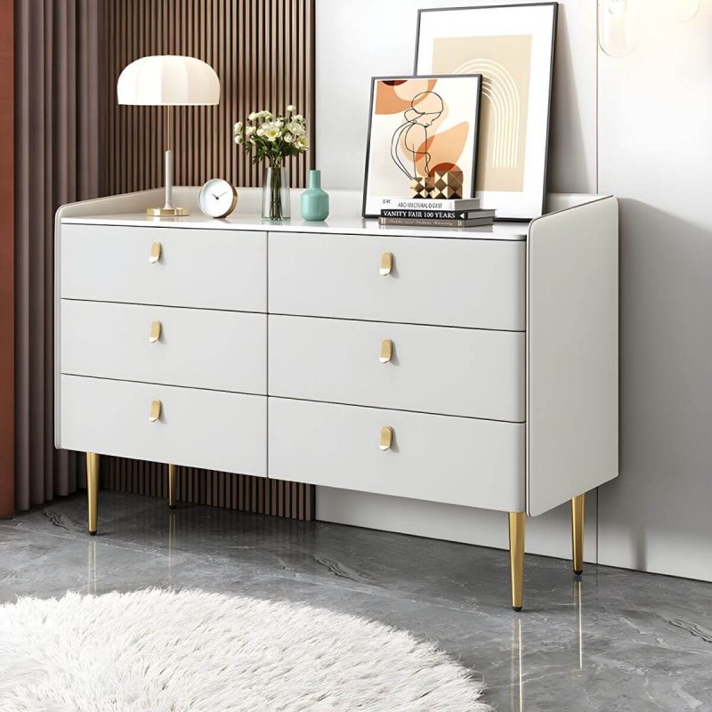 "modern White Slate Countertop Storage Chest Galant Style with Drawers - White 47"L x 16"W x 31"H"