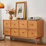 "8 Drawers Simplistic Brown Cherry Wood Horizontal Double Dresser for Master Bedroom, 71"L x 17"W x 33"H"
