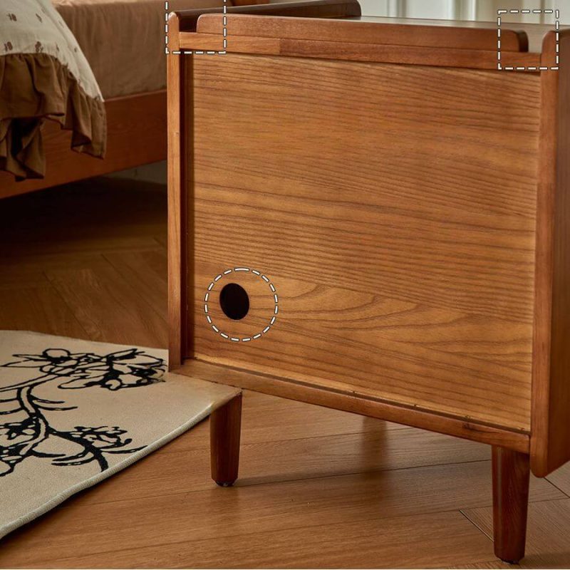 "Modern Open Nightstand with 1 Drawer and Real Wood Countertop, Vintage Color"