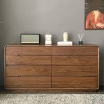 "Scandinavian Walnut Double Dresser with 8 Drawers for Living Room - 71"L x 17"W x 32"H"