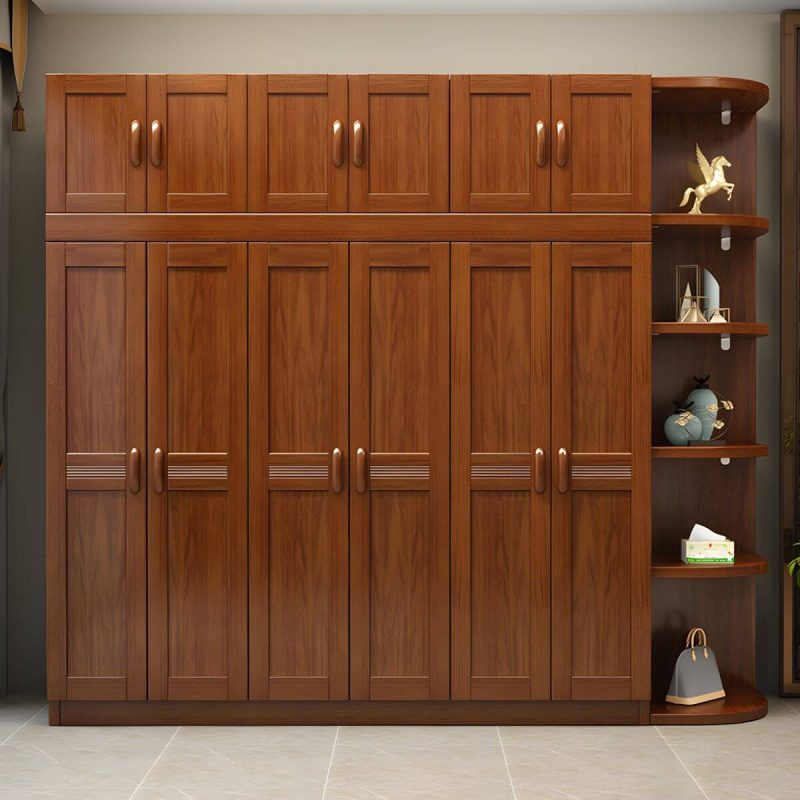 "Wood Brown Rustic Wardrobe Armoire with Drawers & Shelves, Walnut Finish - 40"L x 22"W x 100"H"