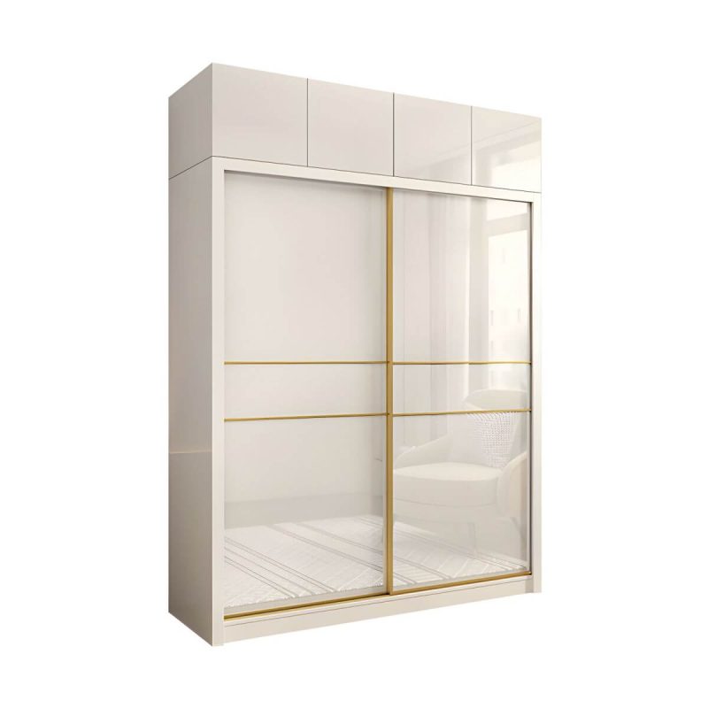 "Contemporary Glossy White Storage Cabinet Manufactured Wood Cabinet for Home - Armories & Top Cabinet 47"L x 23"W x 83"H"