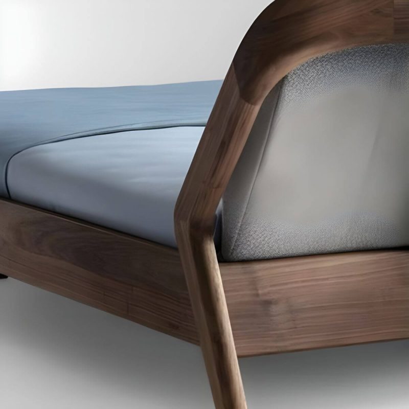 "Scandinavian Style Cotton Upholstered Panel Bed in Brown Finish - 53"W x 75"L"