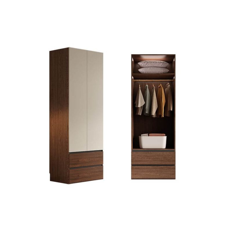 "Multi-Color Casual Wood Wardrobe Closet with Soft Close Drawer, Soft Close Door, Interior Shelves, and Hanging Rod, 23.5"L x 23.5"W x 94.5"H"