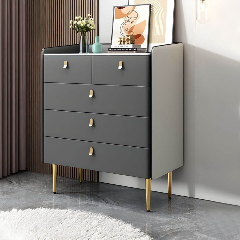 "modern White Slate Countertop Storage Chest Galant Style with Drawers - Dark Gray 31"L x 16"W x 38"H"