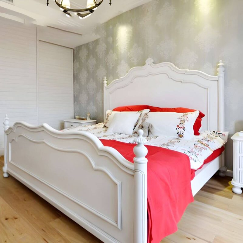 "Victorian Solid Color Slat Bed Arched Bed With Custom Wood Legs - 59"W x 79"L Single Bed"