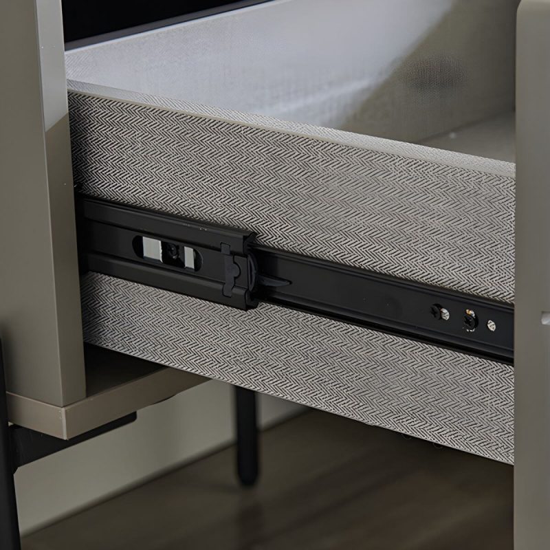 "Modern Grey Wood Nightstand with Drawer Storage and Reserve Installation Holes - Grey"