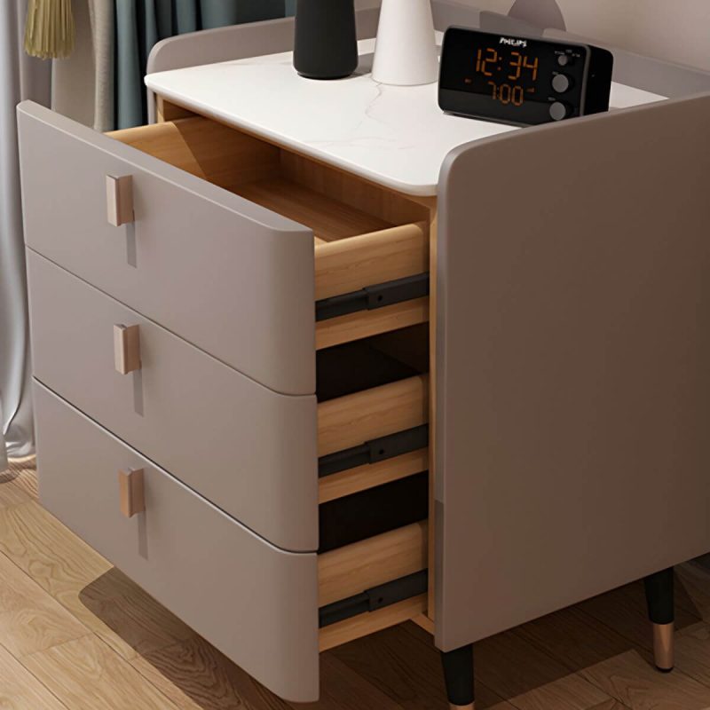 "Glam Drawers Included Accent Table Nightstand 22.5" Tall with Legs - Orange 1 Piece 60 x 40 x 65 cm"