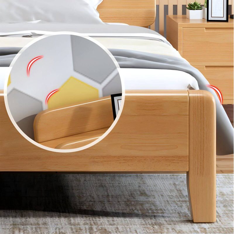 "Scandinavian Solid Wood Bed with Headboard 39.37" Tall Standard Bed - Panel Full Single Bed"