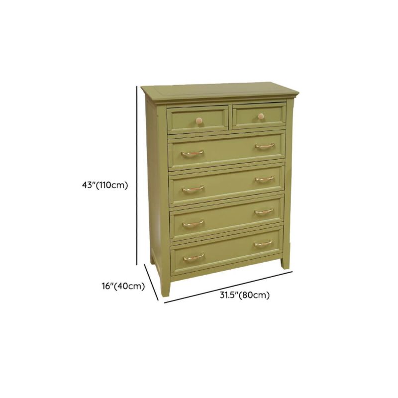 "Dimension of Lime Green Vintage Rubberwood Double Dresser/Lingerie Chest with Drawers - 31"L x 16"W x 43"H"