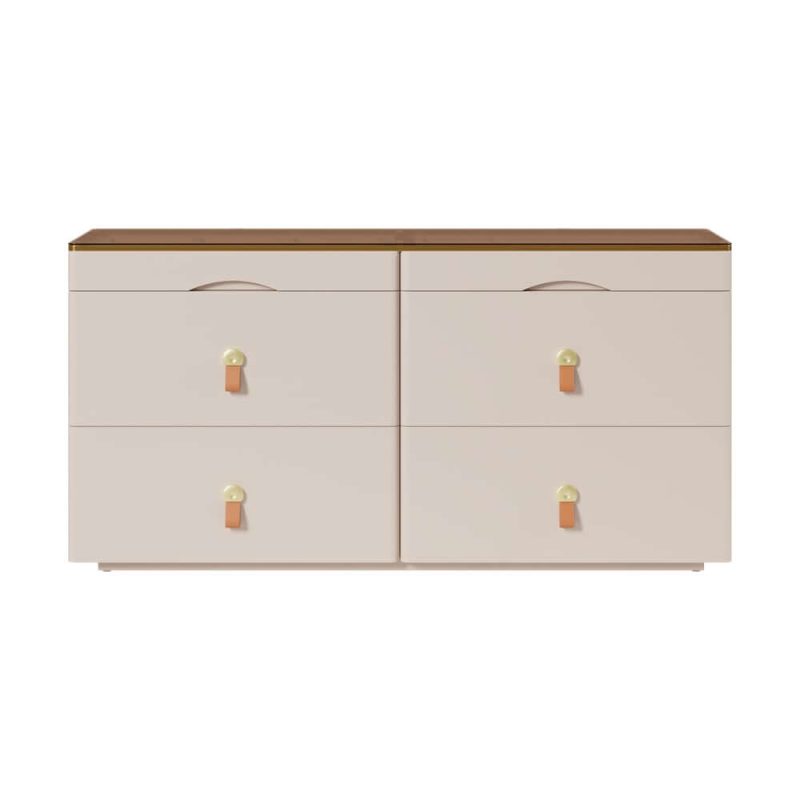 "Chanor 47" Glass Top Champagne 6-Drawer Dresser"