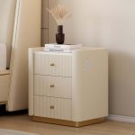 "Modern 3-Drawer Nightstand with Sintered Stone Top & USB Port"