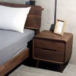 "Stylish Walnut Wood Nightstand with 2 Drawers in Brown Finish - 2 Piece Set"