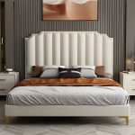 "Glam Stepped Pillow Back Bed Headboard Leather Solid Wood Water Proof - 71" Orange/ Yellow"
