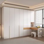 "White Casual Wood Wardrobe Closet with 2-Drawer, Interior Shelves, and Hanging Rod, 31.5"L x 23.5"W x 94.5"H"