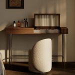 "Sepia Standard Art Deco Wood Makeup Vanity, Ideal for Timeless Elegance, 39"L x 18"W x 30"H, Makeup Vanities"