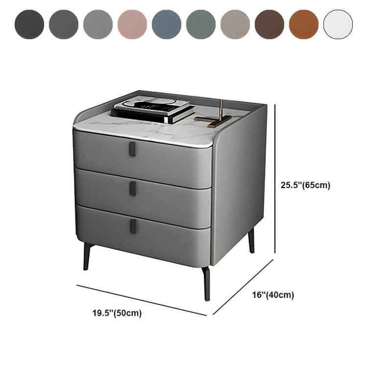 "Dimension of Wooden Nightstand with 3 Drawers Contemporary 25" Tall Nightstand - Pink Black"