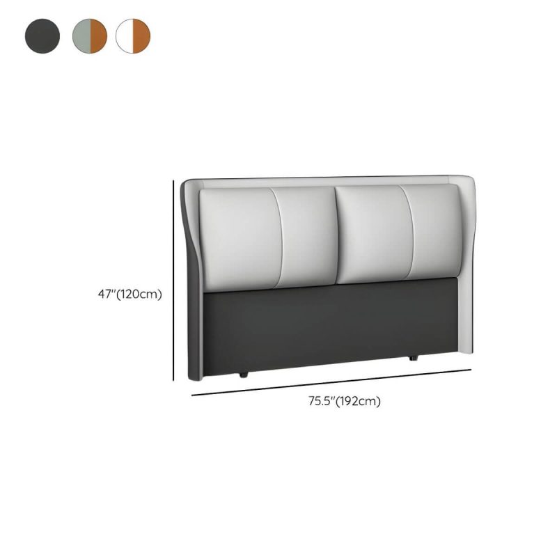 "Dimension of Modern Upholstered Wingback Headboard with Legs and Rectangular Shape - 71" Tech Cloth Dark Gray"
