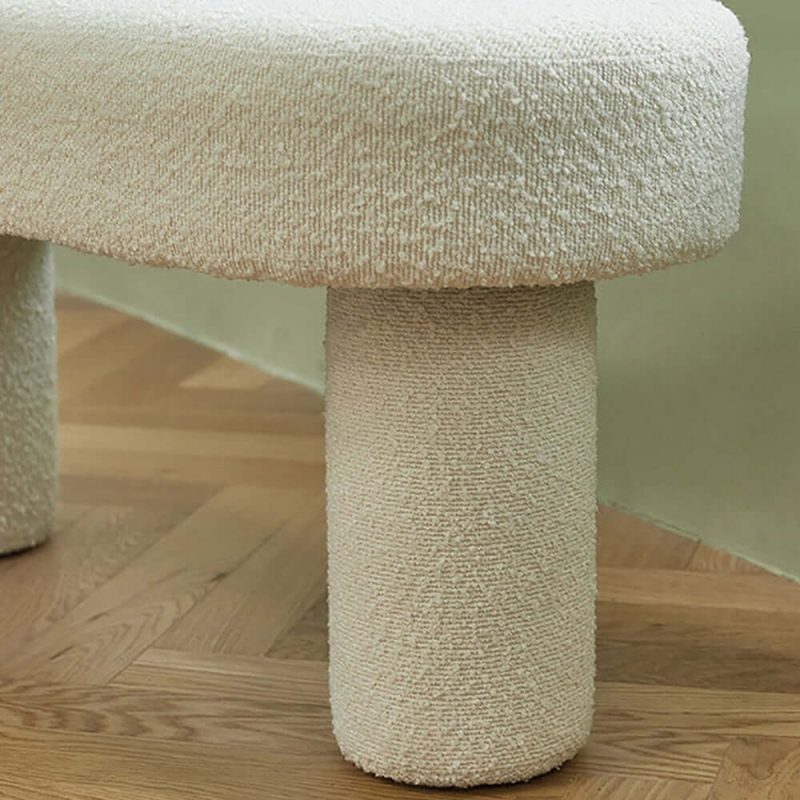 "Modern White Bedroom Bench Boucle Tufted Long Bench with 4 Legs"