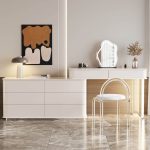 "LED Lighting 2-in-1 Scalable Makeup Vanity with Push-Pull Function, Makeup Vanity (39") & Dresser (24")"