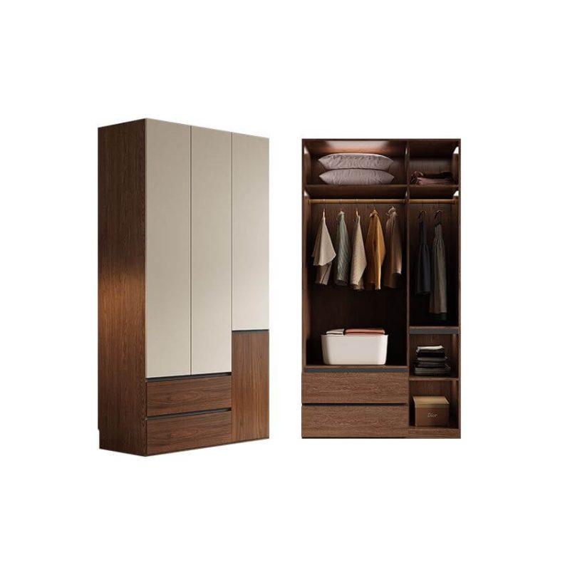 "Multi-Color Casual Wood Wardrobe Closet with Soft Close Drawer, Soft Close Door, Interior Shelves, and Hanging Rod, 51"L x 24"W x 94"H"