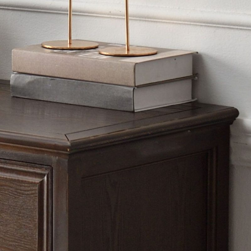 "Simple Dresser Vanity Combo with 4 Drawers, Vertical Orientation in Natural Wood, Nut-Brown, 63"L x 18"W x 31"H"