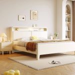"White Art Deco Panel Bed, 59"W x 79"L"