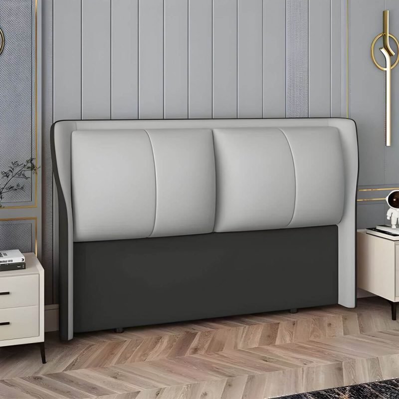 "Modern Upholstered Wingback Headboard with Legs and Rectangular Shape - 59" Silicone Rubber Gray & White"