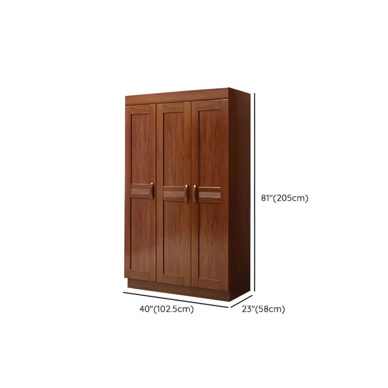 "Dimension of Wood Brown Rustic Wardrobe Armoire with Drawers & Shelves, Walnut Finish - 40.2"L x 22.8"W x 80.7"H"