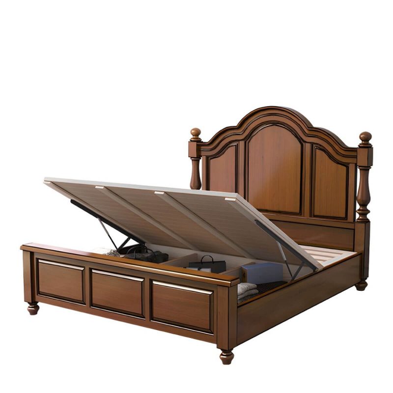 "Mid-Century Modern Standard Bed Solid Wood Panel Bed with Headboard - Single Bed Panel 59"W x 79"L"