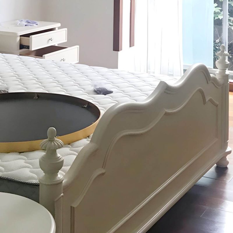 "Victorian Solid Color Slat Bed Arched Bed With Custom Wood Legs - 71"W x 79"L Single Bed"