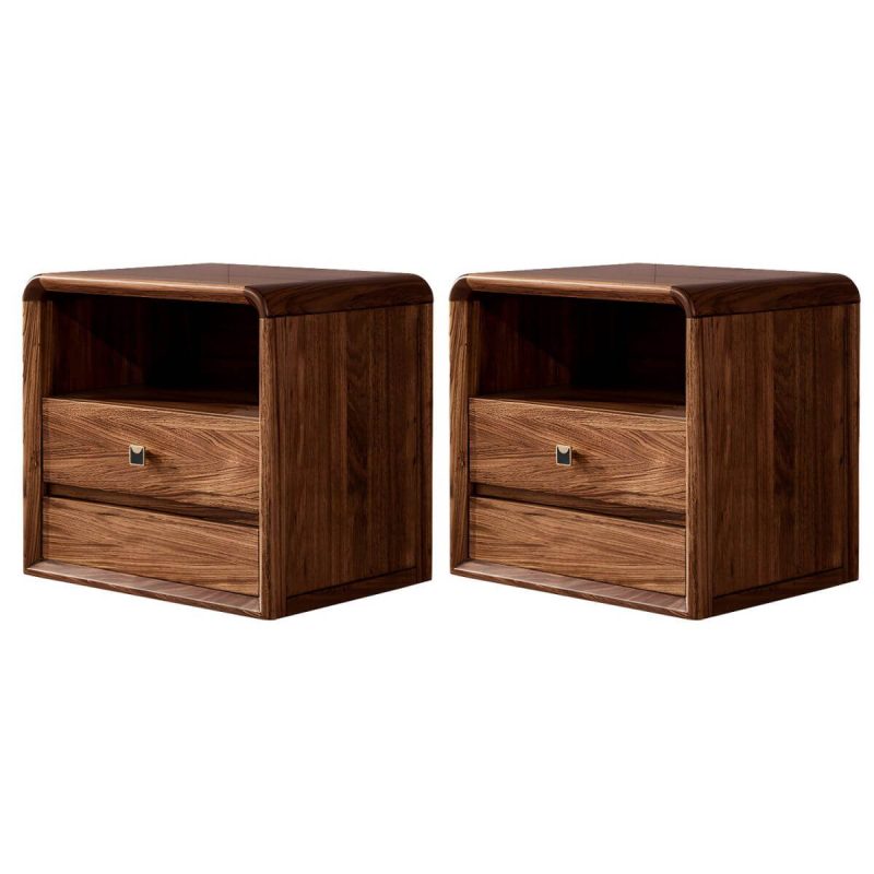 "Wood Nightstand with Drawers - Stylish, Small Size for Bedroom Storage - 2 Piece Set Drawer Pulls 20"L x 16"W x 20"H"