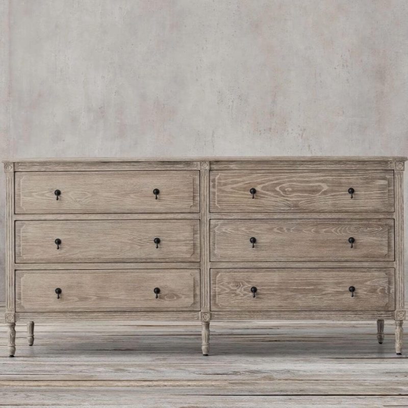 "Victorian Oak 3-Tier Cube Double Dresser, White, 63"L x 18"W x 31"H"