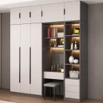 "White Modern Simple Style Lumber Wardrobe Armoire with Soft Close Drawer, Soft Close Door, Interior Shelves, and Hanging Rod, 70.9"L x 23.6"W x 97.6"H, Armoire with Top Cabinet"