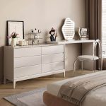 "2-in-1 Vanity Set with Scalable Feature for Sleeping Room, Makeup Vanity (47") & Dresser (47") & Chair"