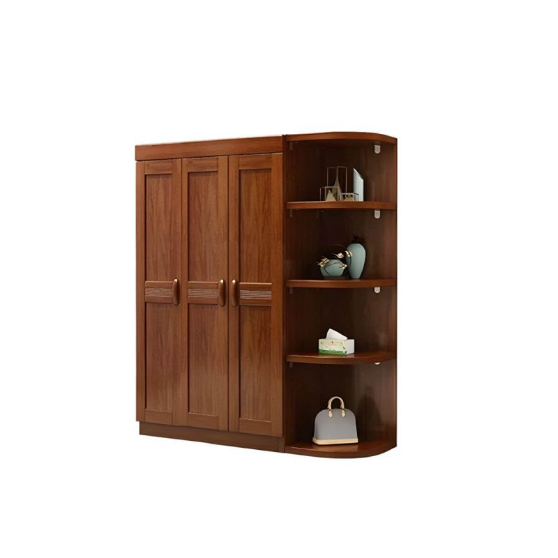 "Wood Brown Rustic Wardrobe Armoire with Drawers & Shelves, Walnut Finish - 52"L x 23"W x 81"H"