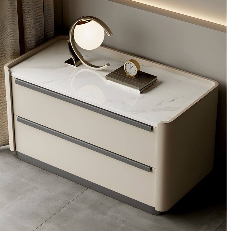 "Modern Wood Nightstand with Drawer Storage, Light Wood Tone & Small Size - Light Gray 1 Piece 20"L x 16"W x 20"H"
